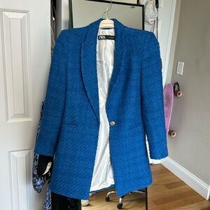 Zara blue blazer coat